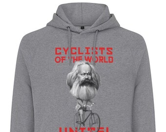 Felpa con cappuccio da ciclista Karl Marx, divertente regalo per bici, cotone biologico