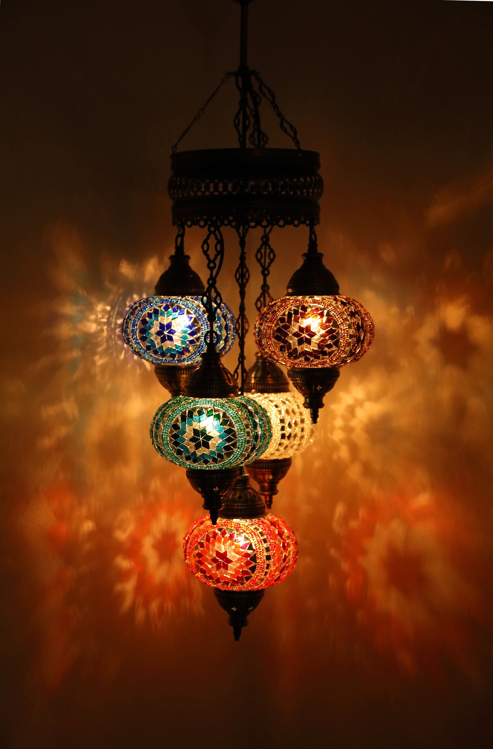 5 Globo SULTAN MOSAIC CHANDELIER turco marroquí hecho a mano | Etsy