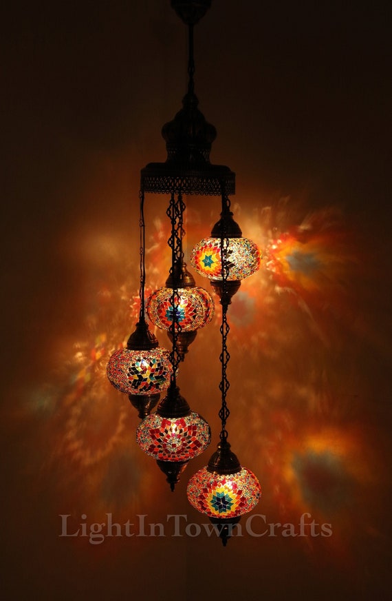 5 Globes Mosaic Chandelier Turkish Lamp Moroccan Lighting Hanging Ceiling Lantern Pendant Light Bedside Fixture Paypal