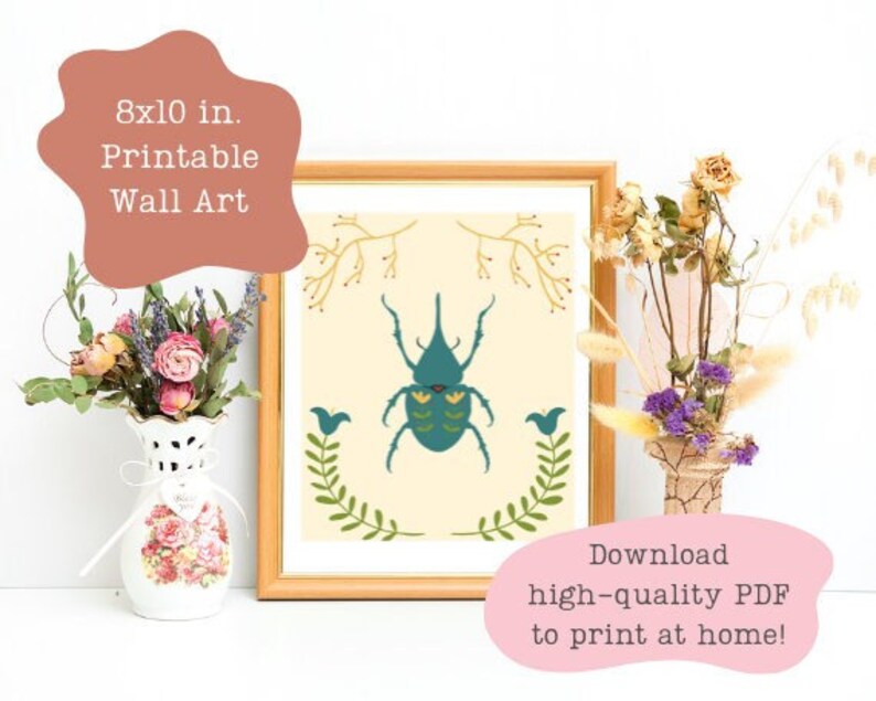 Printable Folk Art Beetle Etsy