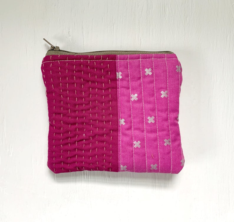 Pink Hand Quilted Zipper Pouch