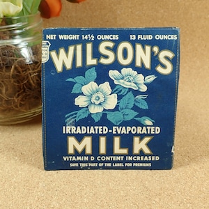 Vintage Wilson&#39;s Irradiated Evaporated Milk Label - Collectible Set of Old Container Labels