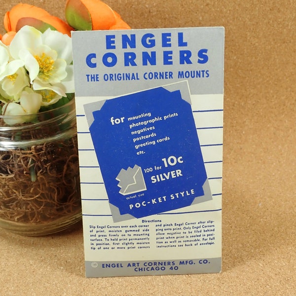 Vintage Engel Corners "The Original Corner Mounts" - Silver Pocket Style Photo Mounting Corners (sealed) - Photography Album Keepers