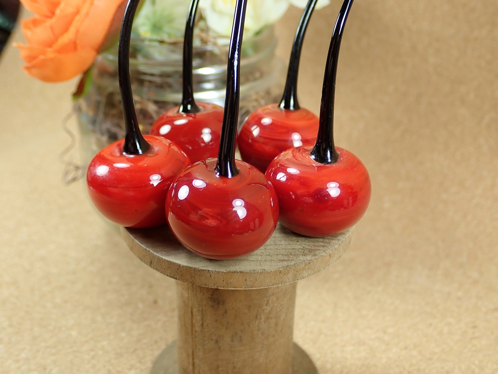 Murano Glass Cherries 1990s Unique Hand Blown Dark Red Etsy