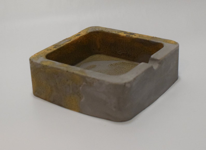 Handmade Grey /& Gold Ashtray Square Concrete Ashtray