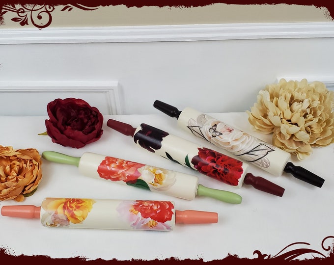 Decorative Rolling Pins - Floral, Painted Rolling Pins