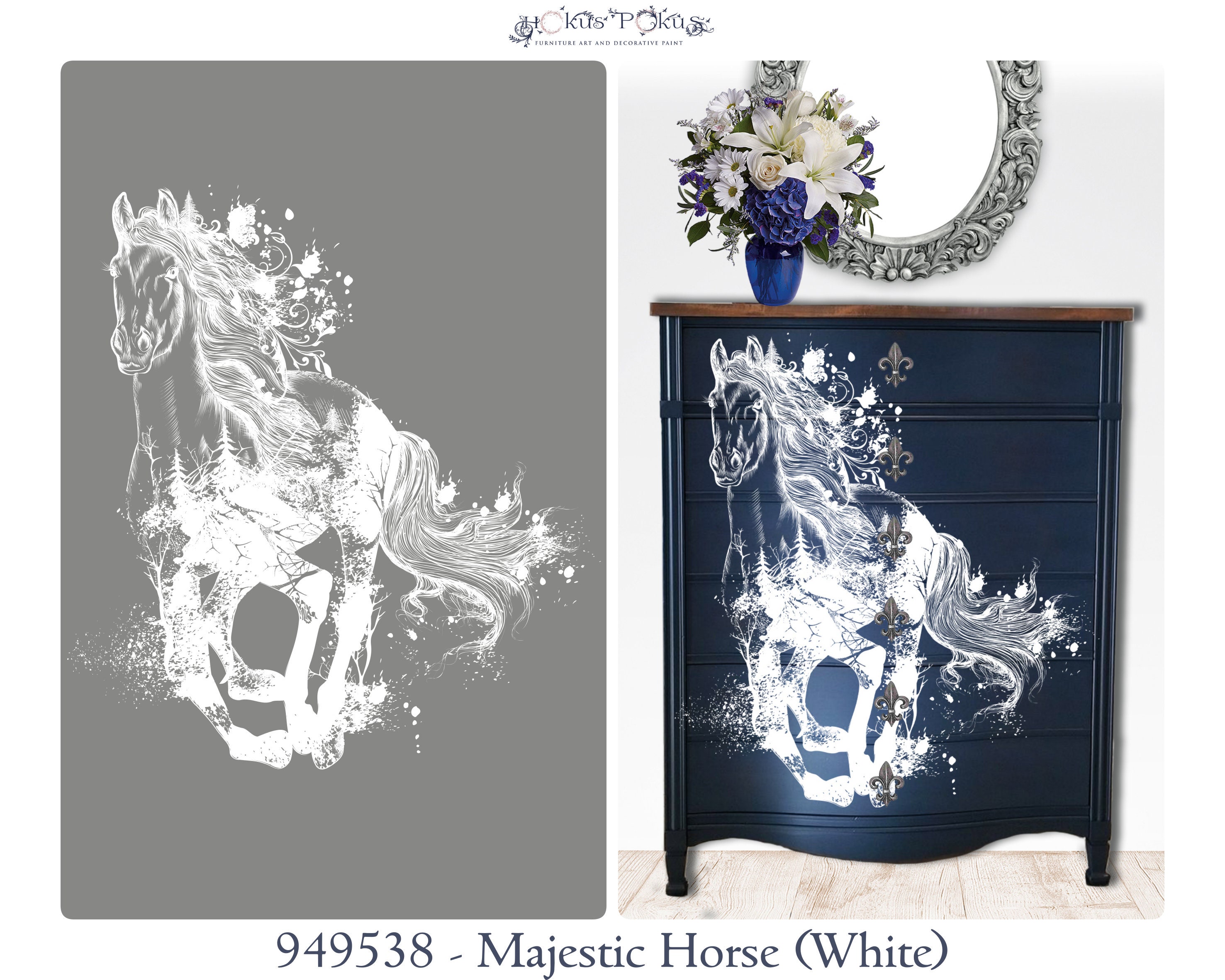 Furniture Transfer Hokus Pokus Majestic Horse White Etsy Canada