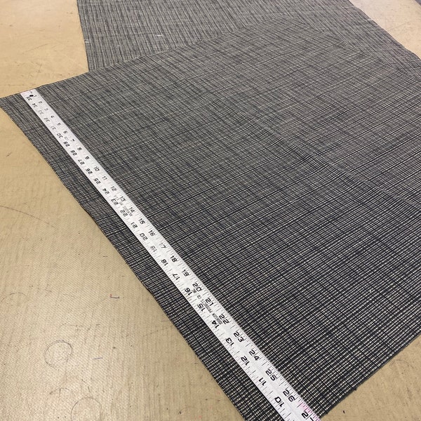 Black & White Grid Squares Upholstery Remnant Luxury Textile Medium Weight Textured