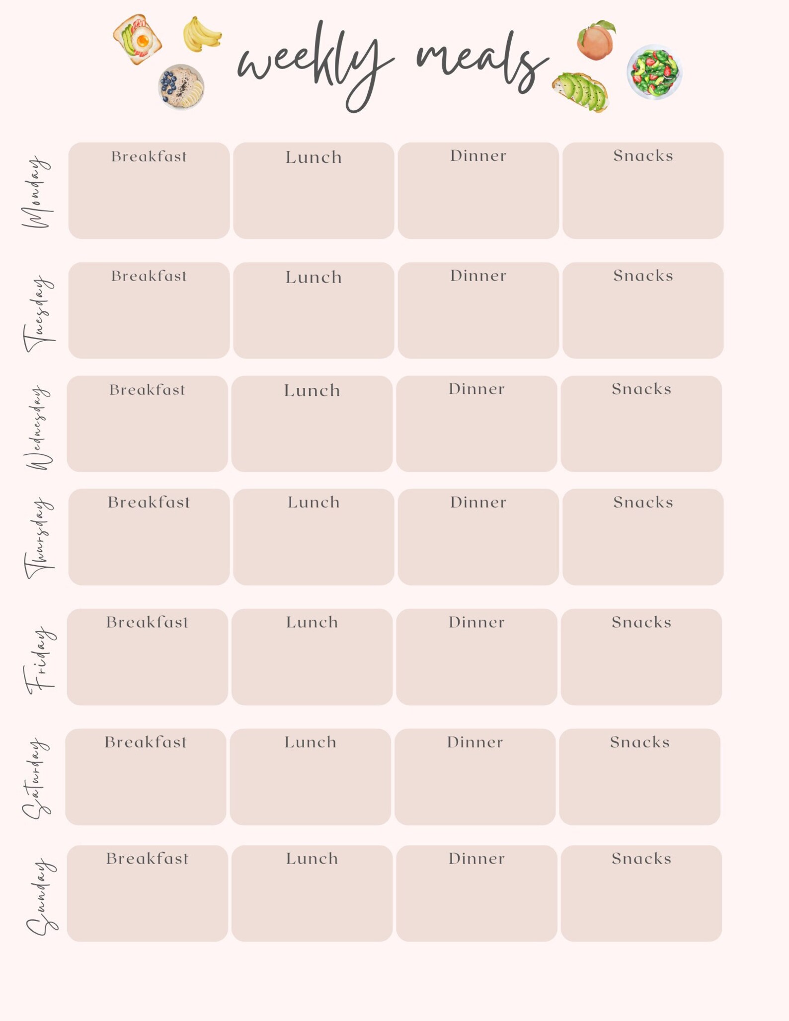Weekly Meal Plan Sheet and Grocery List | Digital Product| Custom Meal ...