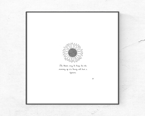 Tournesol Beaute Citation Tirage Dart De Ligne De Etsy France