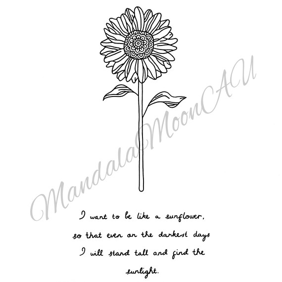 De Tournesol De Citation Dessin A La Main Mandala Art Etsy France