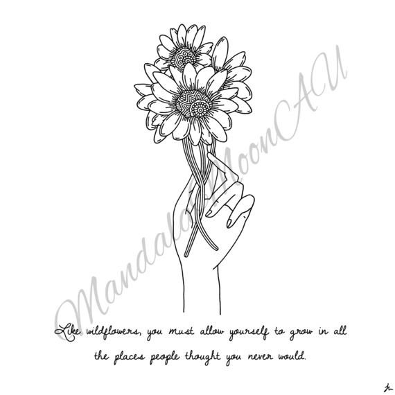 Citation De Fleurs Sauvages Tirage Dart De Ligne De Mandala Etsy France