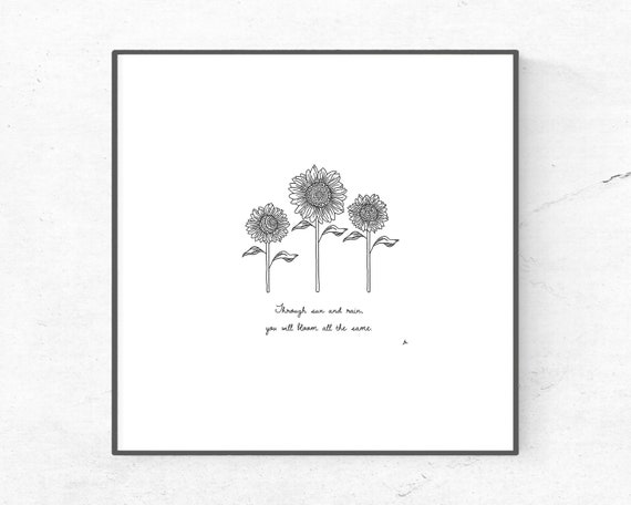 De Citation De Tournesol Bunch Dessin Au Trait Mandala Etsy Canada