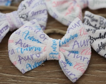 Personalised Pair Of Small Any Name Glitter Hair Bows