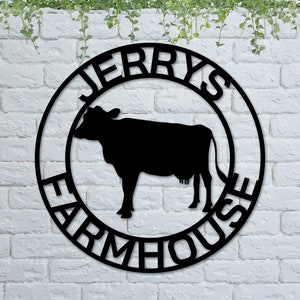 Cow Metal Sign, Custom Cow Name Sign, Farmer sign, Personalized Gift, Established, Farm animal Sign, metal art, Farmhouse Decor, Ranch Sign