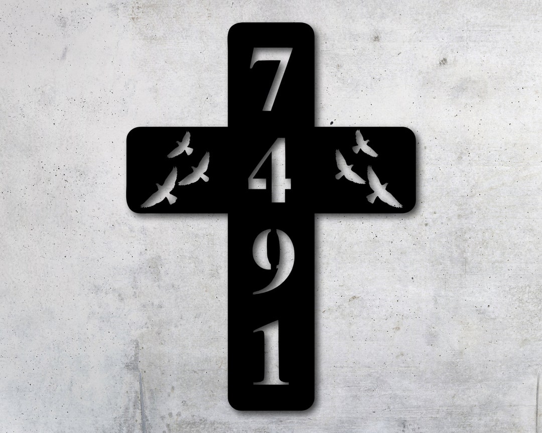 Custom Metal Cross Address Sign: Religious Home Decor Plaque - Etsy
