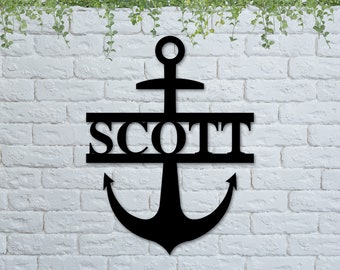 Last Name Metal Sign,Anchor Sign, Family Name Sign,  Housewarming Gift , Personalized Metal Sign, Christmas Gift, Metal Art, Boat Anchor