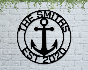 Last Name Metal Sign,Anchor Sign, Family Name Sign, Housewarming Gift , Personalized Metal Sign, Christmas Gift, Metal Art, Boat Anchor