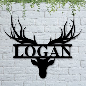Deer Antler Metal Name Sign, Established Family Sign Metal, Personalized Deer Sign, Custom Metal Sign, Personalized Metal Sign, Antler Sign