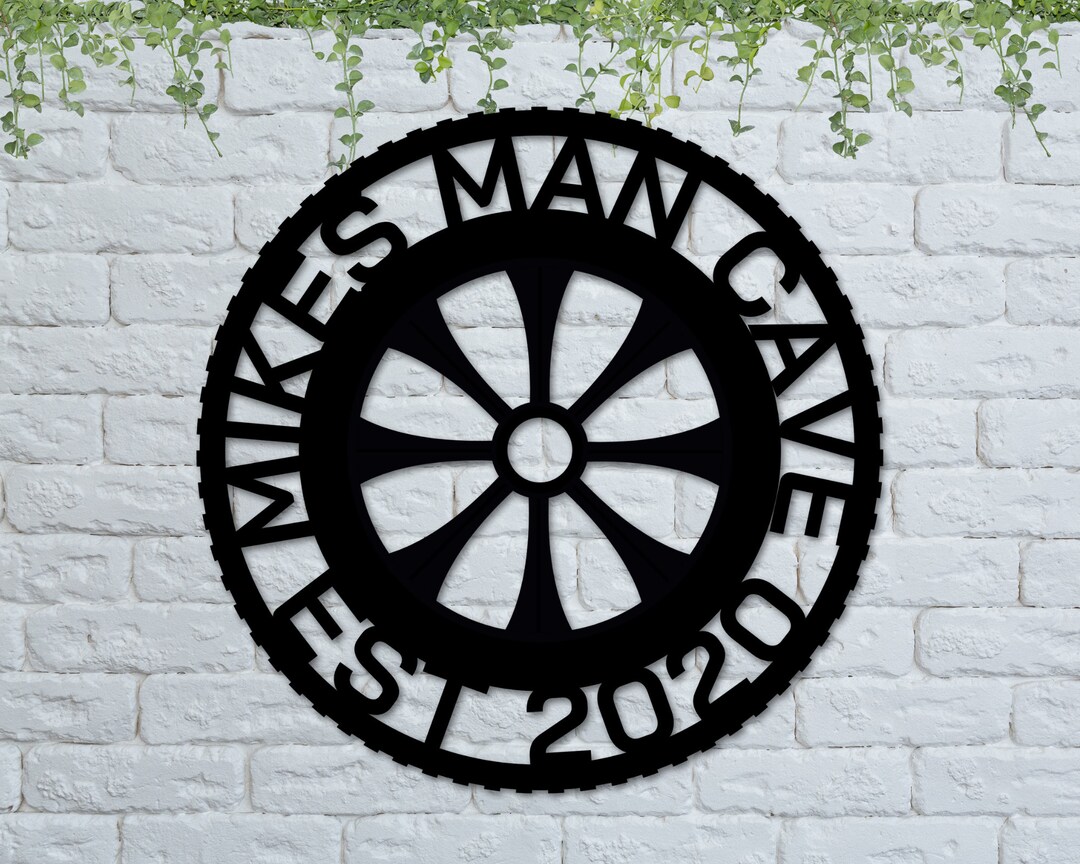 Personalized Metal Garage Sign: Car Wheel Man Cave Decor - Etsy