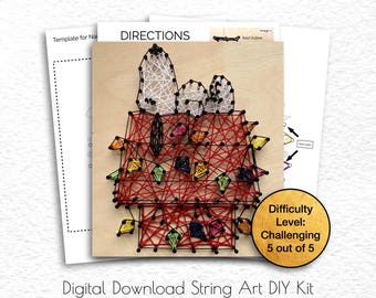 DIY String Art Snoopy Christmas Decor, 3D Holiday Personalize Wall Hanging Gift Idea, Custom Nail Digital Download PDF Template Kit Supplies