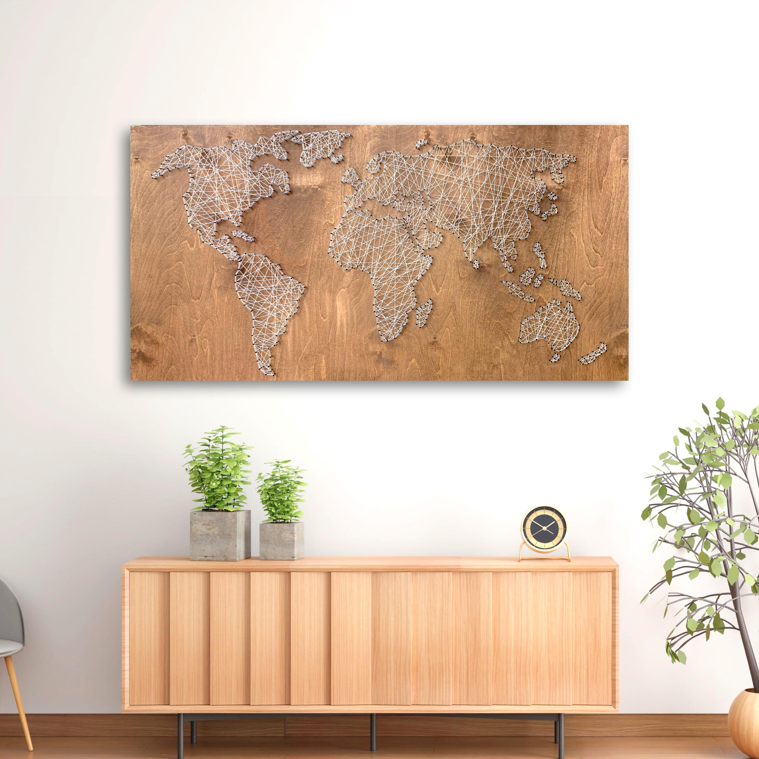 DIY String Art World Map Home Decor, Large Wall Hanging Sign, Custom ...