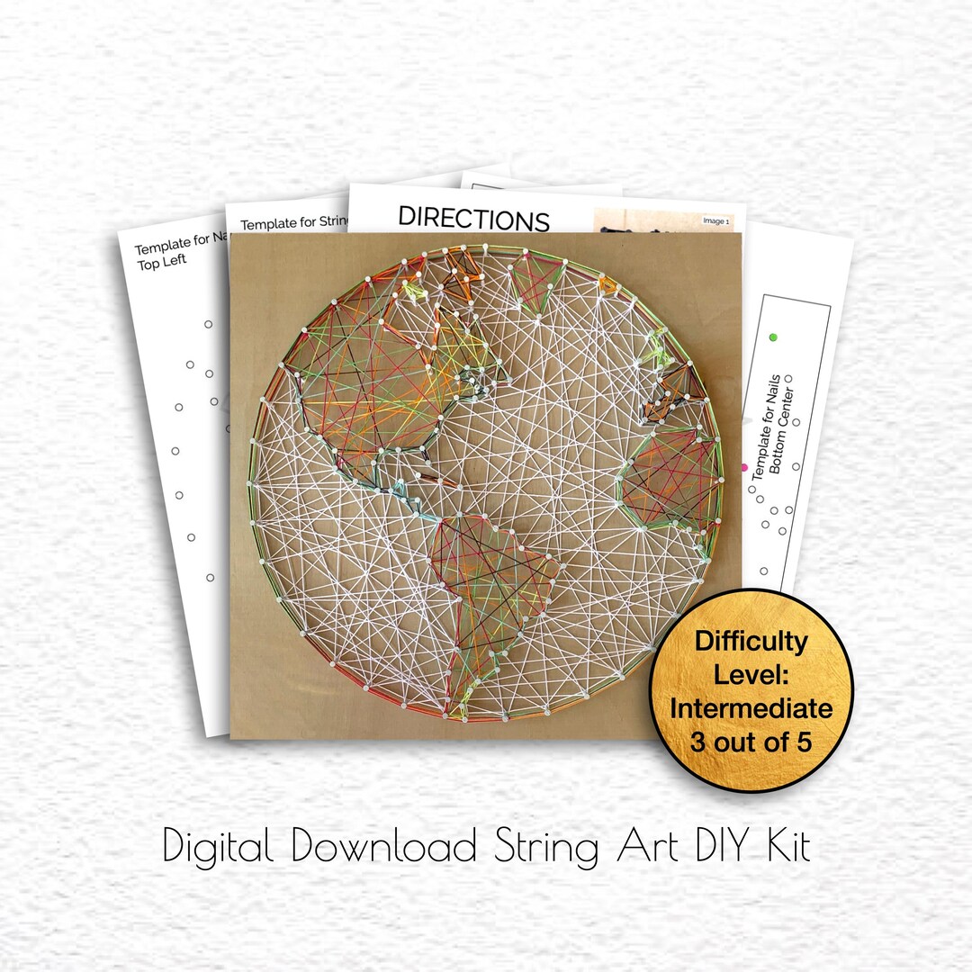 DIY String Art SMALL Globe Home Decor, World Map Wall Hanging Sign ...
