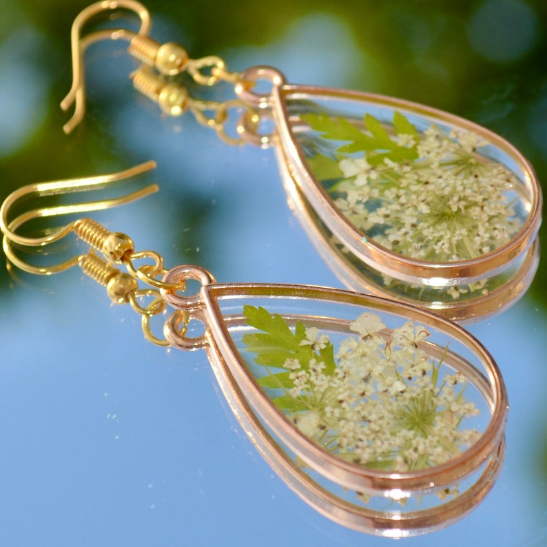 Pressed Flower Earrings Dried Flower Earrings Real Flower Etsy