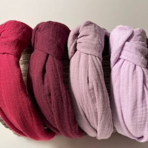 Lilacs and Berries Organic Cotton Gauze Knotted Headbands, Headbands for Women and Children, Knotted Headbands, Lavender, Lilac, Berry