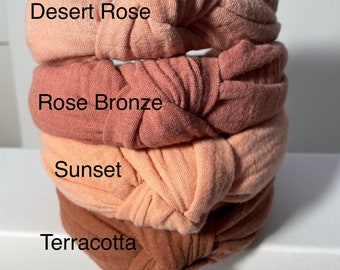 Sunset Desert Organic Cotton Gauze Knotted Headbands, Headbands for Women, Headbands for Children, Bachelorette, Bridesmaid Gift