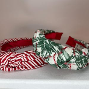 Christmas Knotted Headbands for Women and Children; Candy Canes, Candy Stripes, Teddy Bears, Santa Claus, Argyle. Vintage Argyle