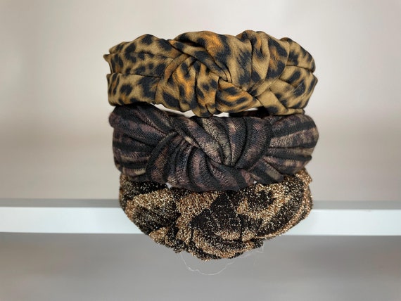 Knotted Animal Print Headband: Leopard, Zebra, Metallic