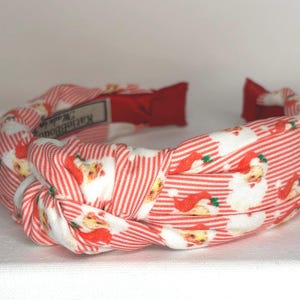 Christmas Knotted Headbands for Women and Children; Candy Canes, Candy Stripes, Teddy Bears, Santa Claus, Argyle. Santa Claus Stripe