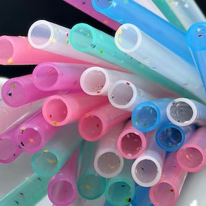 Herbruikbare siliconen confetti rietje - 10 inch, kleur naar keuze