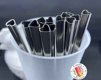 Heart Shape Stainless Steel Metal Drinking Straw One Straw Silver gift for her mom nanny teacher neighbor sister