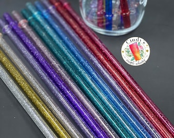Reusable Sparkle Glitter Hard Plastic Drinking Straw Twinkle Pastel Bold Confetti 9 in, 10.5 inch or 11 inch, 11 inch FITS STANLEY