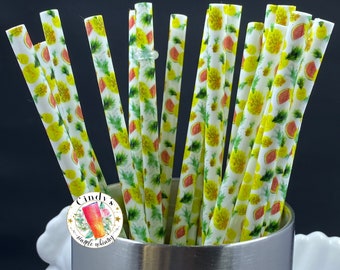 Tropische Früchte Wiederverwendbarer Strohhalm: Ananas-Wassermelonen-Design