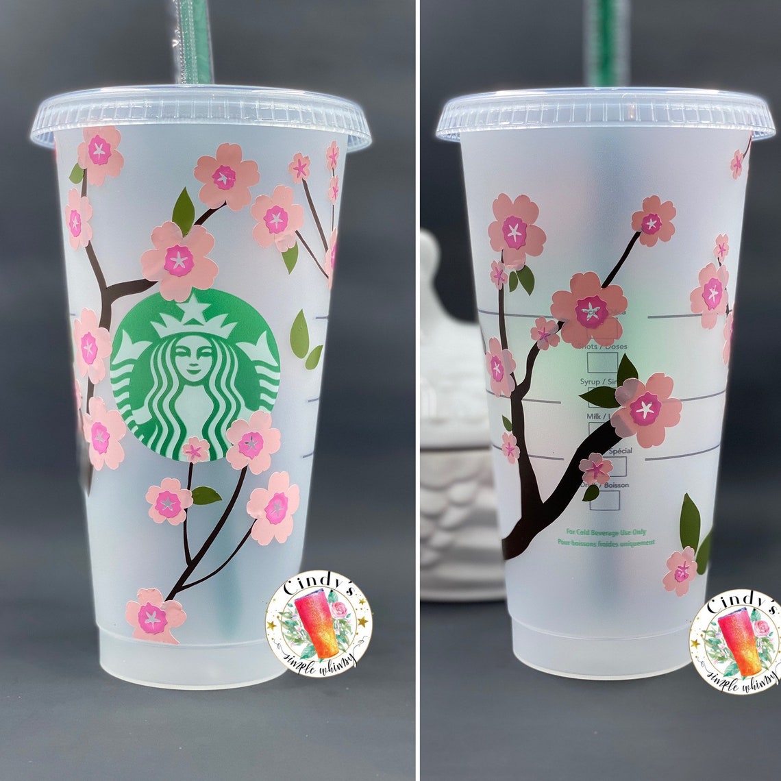 Starbucks Reusable Cup Cherry Blossoms Pink Flowers Spring Etsy