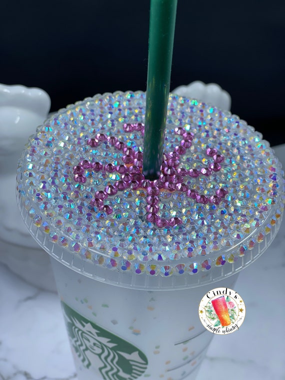 Bling Pink Swirl Sbucks Replacement Lid Snap or Twist Screw 