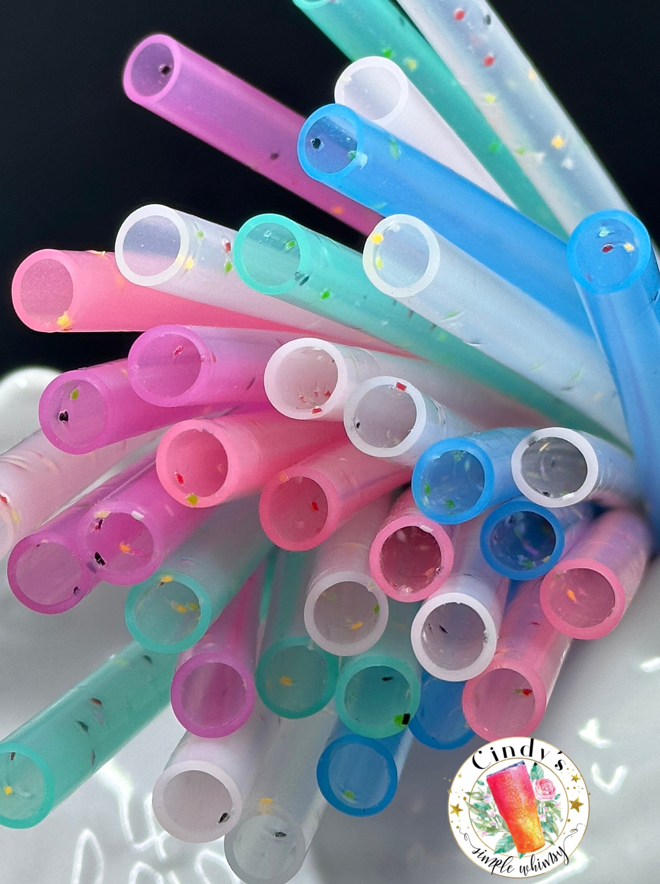Reusable Soft Silicone Confetti Drinking Straw 10 inches long Your Choice of Color gift for her him party kids girls