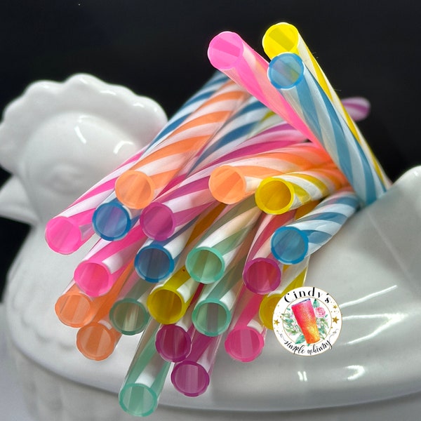 Reusable Soft Silicone Stripes Drinking Straw 10 inches long Your Choice of Color gift for her him party kids girls