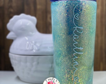 opalescent pearl personalized glitter double wall insulated travel tumbler gift for her mom him teacher coach neighbor nanny friend sister