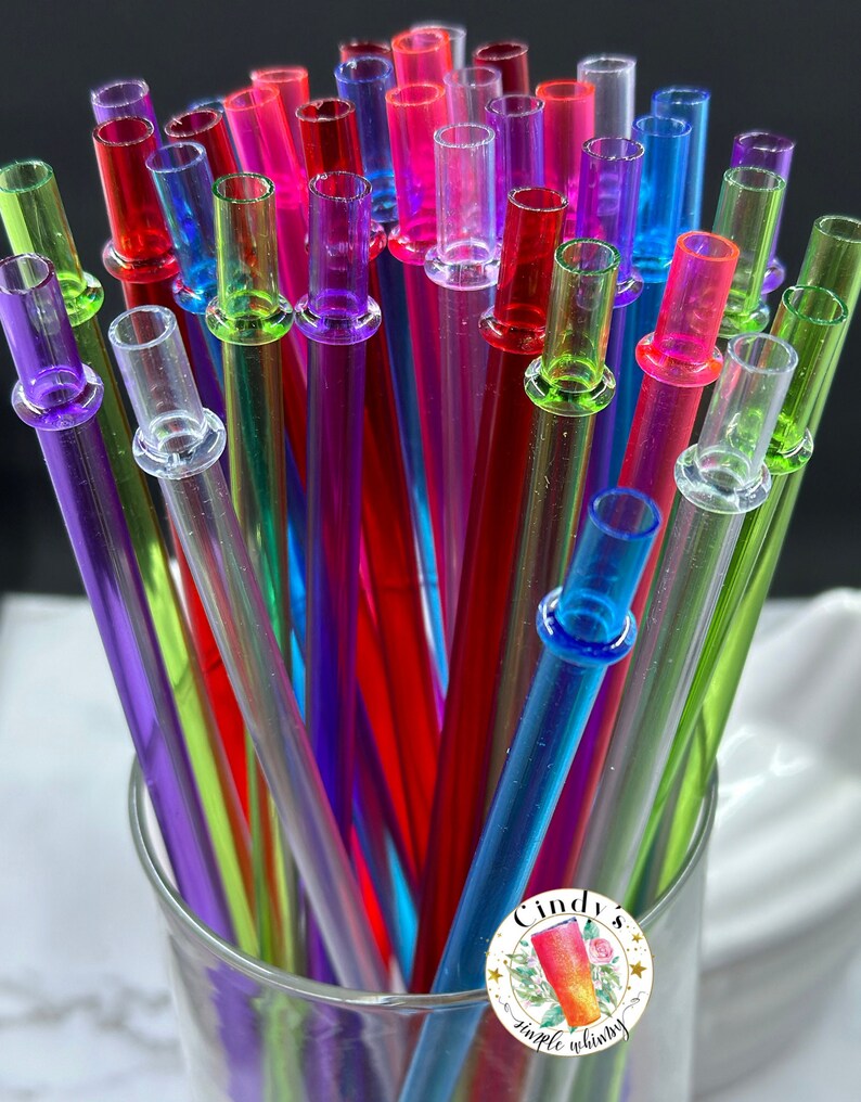 Straws Random Reusable Hard Plastic Drinking Straw: Bright Jewel Tone Colors - Etsy