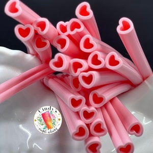 Reusable pink soft Silicone Heart Shaped Drinking Straw replacement pink gift for her him party kids girls 10.25 inches