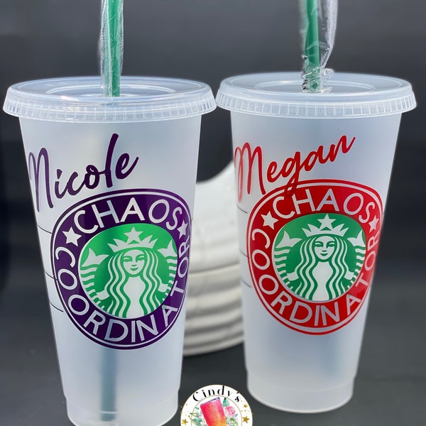 Chaos Coordinator Custom Sbucks Reusable Cold Cup gift for Teacher Team leader coach personalized nanny parent boss her him mom admin