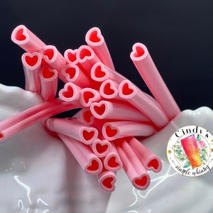 Reusable pink soft Silicone Heart Shaped Drinking Straw replacement pink gift for her him party kids girls image 8