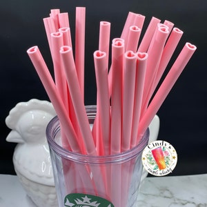 Reusable pink soft Silicone Heart Shaped Drinking Straw replacement pink gift for her him party kids girls image 7