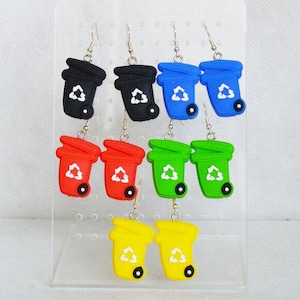 Silicone Recycling Bin Dangle Earrings
