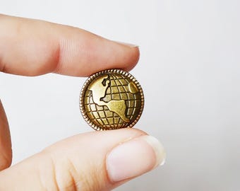 Handmade Bronze Earth Globe Pin