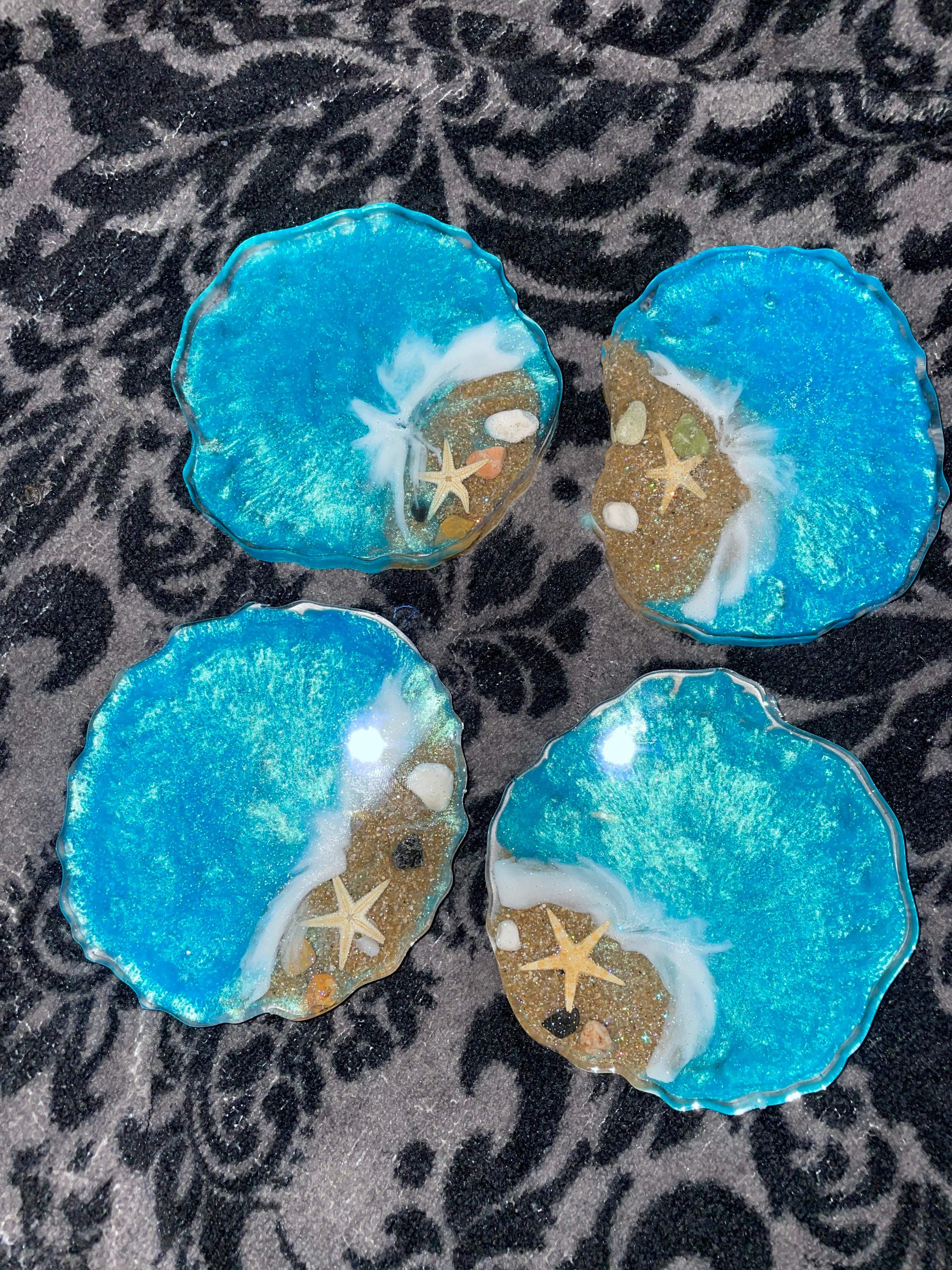 Beach theme resin coasters Etsy